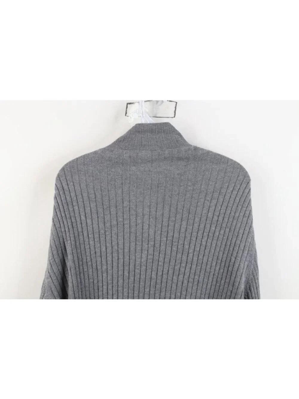 Vintage 90s Streetwear Mens Large Blank Ribbed Knit Collared Polo Sweater Gray